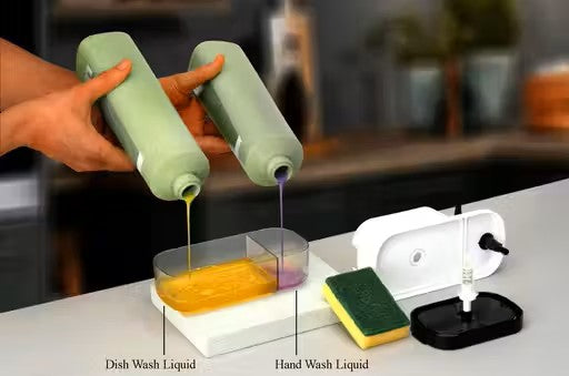 3 in 1 Soap Pump Dispenser for Dishwasher Liquid Soap Sponge Holder Free Sponge